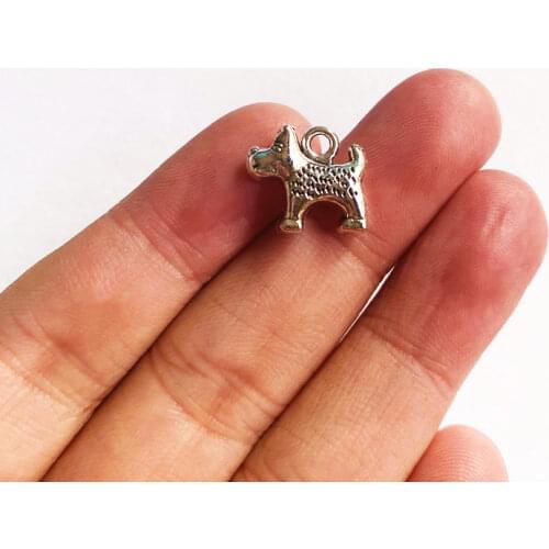 10pcs /Lot 14x13mm Mini Zodiac Dog Charms Tibetan Silver Color Pendant For Making Fit DIY Jewelry Handmade Accessories Crafts