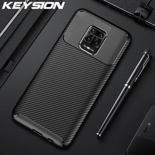 KEYSION Shockproof Case for Redmi Note 10 9s Note 9 Pro Max 8 Pro Carbon Fiber Silicone Phone Cover for Xiaomi Mi 10 Pro 9T Pro