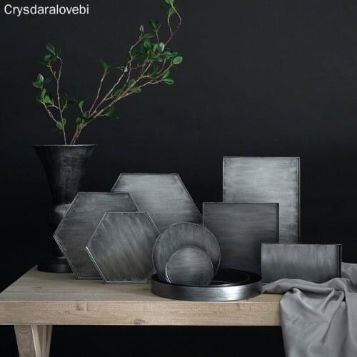 Silver tray hexagon Jewelry storage trays Plate decoration desktop decoration dessert tray