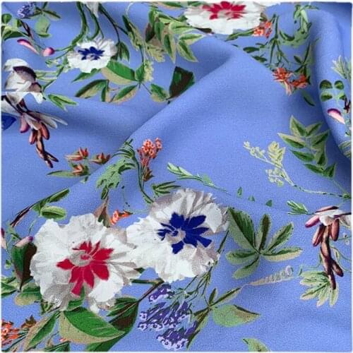 Width 59" Micro Elastic Non Draping Printing Chiffon Fabric By The Half Yard For Dress Cheongsam Shirt Material