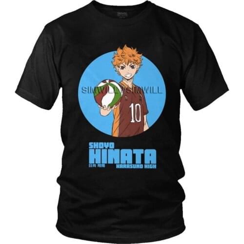 Shoyo Hinata T-shirt Men Fashion T Shirts Short Sleeve Anime Volleyball Haikyuu Tshirts Cotton Tee Tops Clothing
