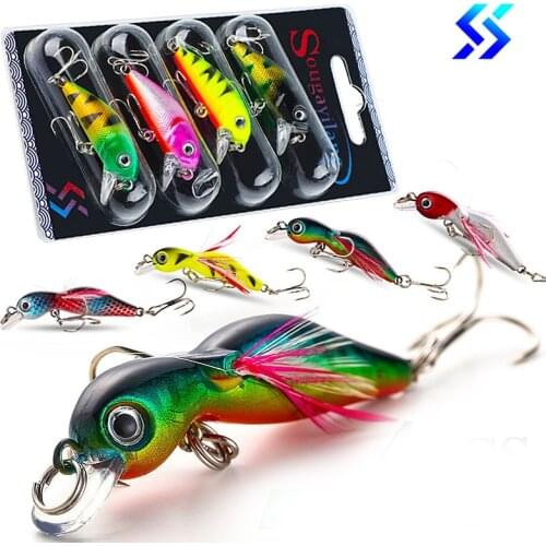 Sougayilang Fishing Bait Set 4PCS Wobbler Anti-corrosion Hook Bass Fishing Lure for Sea Carp Fishing Tackles De Pesca