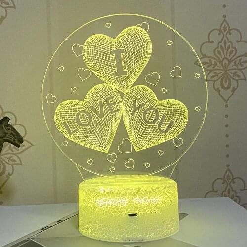 Pierce your heart 3d Night Light with Heart Led Touch Switch Colorful Atmosphere for Home Decoration Light Table Lamp Bedside