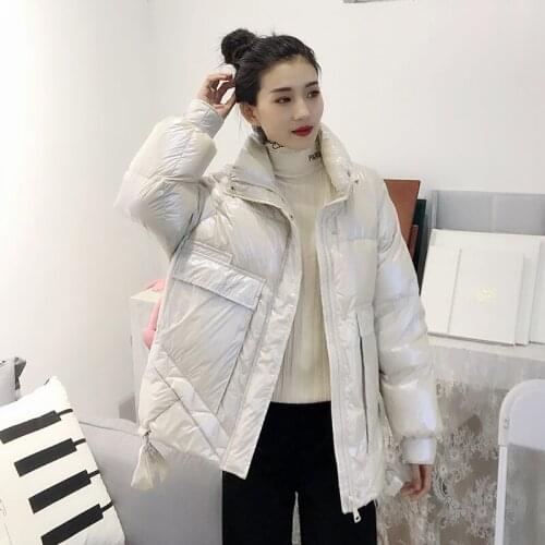 Thicked Warm Loose Outwear New Winter Women Bright Color Short Down Coat 90% White Duck Down Pink Parkas Stand Collar