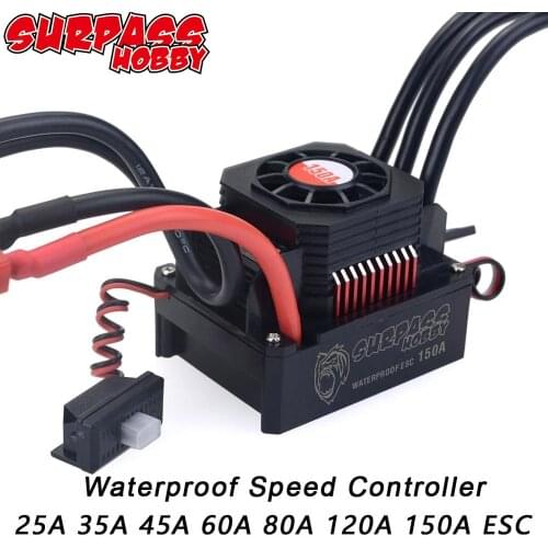 SURPASS HOBBY Waterproof 150A 120A 80A 60A 45A 35A 25A ESC Brushless Senseless Speed Controller for 1/8 1/10 1/12 1/20 RC Car