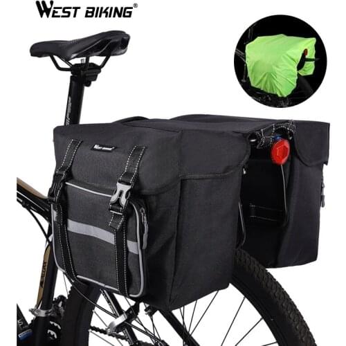 WEST BIKING 25-30L Bicycle Bag Bike Trunk Bag Cycling Rear Double Side Travel Bags MTB Road Bicycle Tail Seat Luggage Bags