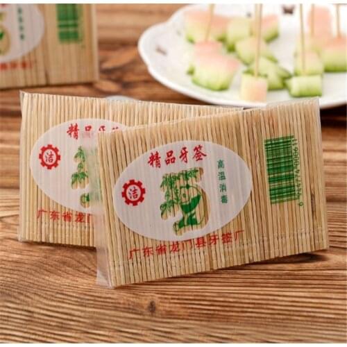 100pcs/box Value Disposable Bamboo Toothpicks, Practical Natural Toothpicks Fruit Bamboo Sticks Family Restaurant Accessories