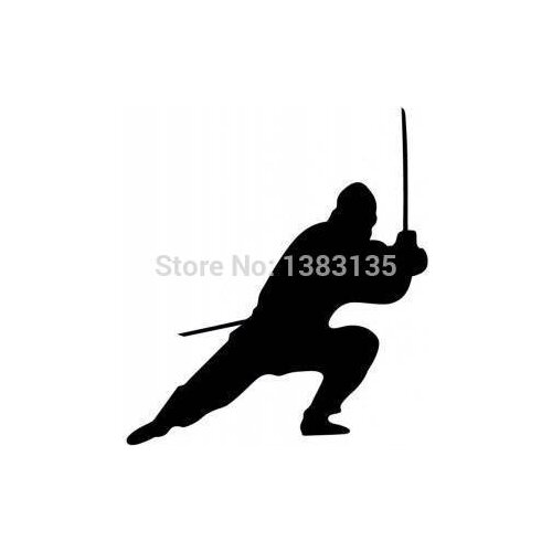 14cm x 12cm Ninja Crouched With Sword Funny Car Sticker For Truck Window Bumper SUV Door Kayak Vinyl Decal 13 Colors