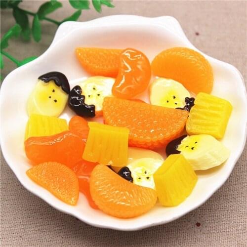 20pcs Resin Orange/Banana/Pineapple Fruit Pulp Simulation Miniature Food Art Flatback Cabochon DIY Jewelry/Craft Decoration