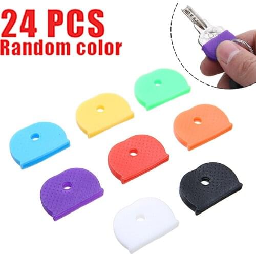 24Pcs Fashion Multi Color Key Top Cover Cap Head Tag ID Markers Top Caps Mixed Topper Keyring Sort