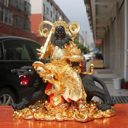 38CM Large Asia Home store COMPANY talisman exorcise evil spirits Wealth God good luck CAI SHEN ZHAO GONGMING gilding statue