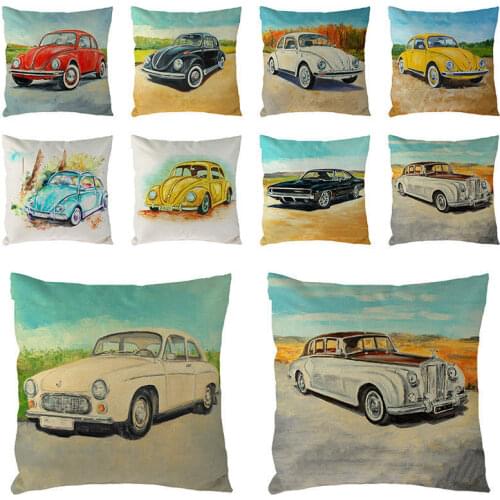 45cm*45cm watercolor car beetle Design linen/cotton throw pillow covers couch cushion cover home decor pillow 1714