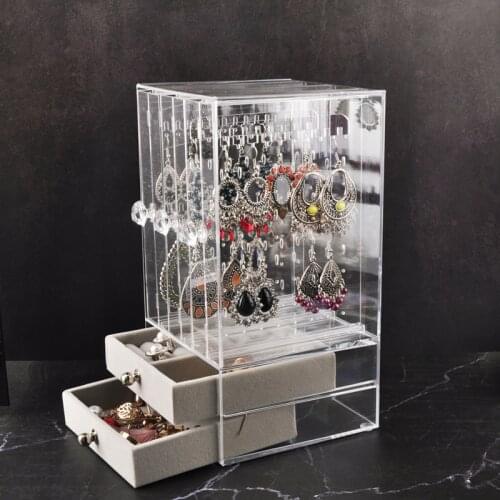 Acrylic Jewelry Display Holds Up storage box Hanging Earrings Ear Stud Holder Transparent Organizer Earring Showcase Stand Box