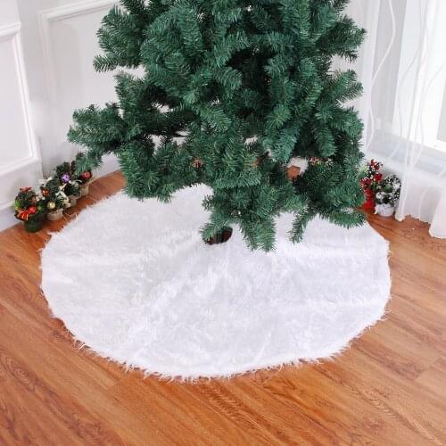 White Christmas Tree Skirt Snow Plush Decoration Christmas Tree Floor Cover Gift Pad For Home House Bar Party Decor 78-152cm