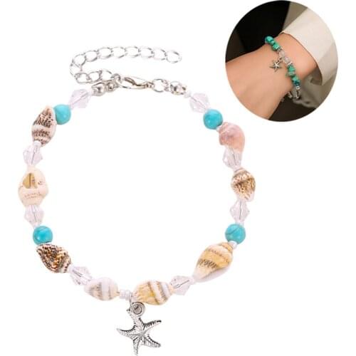 Boho Women Shell Beads Starfish Anklet Beach Sandals Barefoot Ankle Bracelet