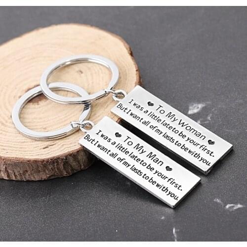 Couple Keychain Car Keychain To My Woman To My Man Couple Keychain Stainless Steel Alloy Men and Women Pendant