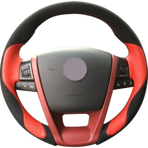 Black Suede Red Leather Car Steering Wheel Cover for MG6 MG 6