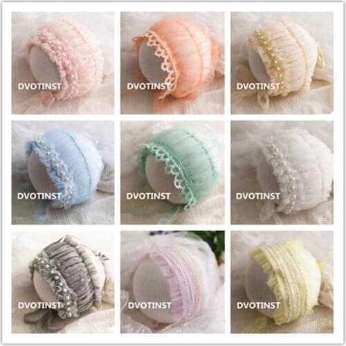 Dvotinst Newborn Baby Girls Photography Props Lace Hats Bonnet Fotografia Accessories Studio Shoots Photo Props Shower Gift