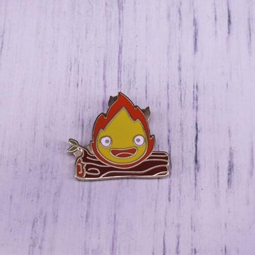 Calcifer enamel pin howls moving castle lapel pin anime inspired badge