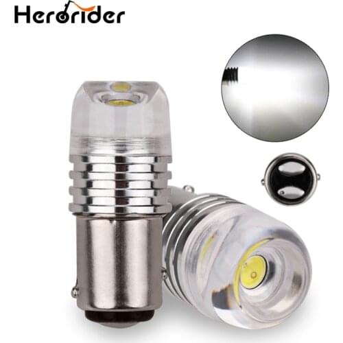 Herorider 2PCS 1157 BAY15D 3W Car LED COB Concave Len Strobe Flashing White 12V P21/5W Car Brake Turn Signal Lamp Bulb