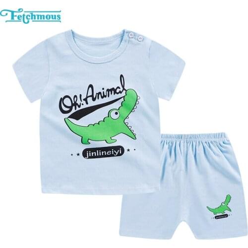12-24M 2PCS T-shirt+Pants Unisex Baby Girl Clothes Short Sleeve Cotton Baby Boy Clothes Summer Clothing Sets Casual Summer