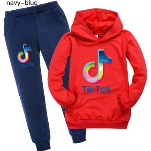 TIK TOK Girl Christmas Outfit Cotton Boy Clothing Set Girls Clothes Autumn Teenage Hooded Pants Suit