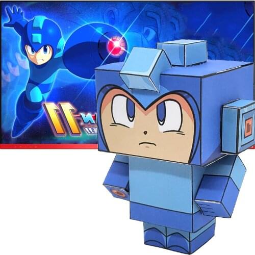 No-glue Rockman Folding Cutting Cute Mini 3D Paper Model Papercraft Anime Game Figure DIY Cubee Kids Adult Craft Toys CS-048