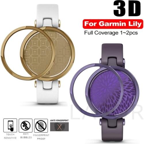 Soft Glass Tempered Screen Protector for Garmin Lily 3D Full Curved Protective Film Cover for Garmin Lily Film Watch Purple Gold