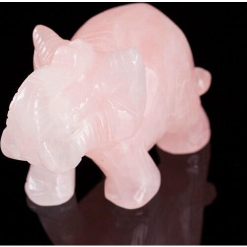 Natural 2.5inch Opal Rose Quartze Elephant Opalite Stone Carved Chakra Figurine Gift Healing Crystal Reki Free Pouch