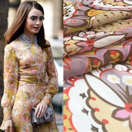 New European and American cartoon abstract floral digital printing clothing handmade DIY fabric polyester fashion cloth