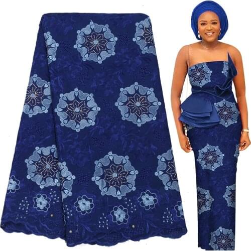 Fabricbob 2021 Latest Cotton Swiss Lace Fabric High Quality Soft Nigerian Party Gown Embroidery African Lace Fabric 2.5 Yards