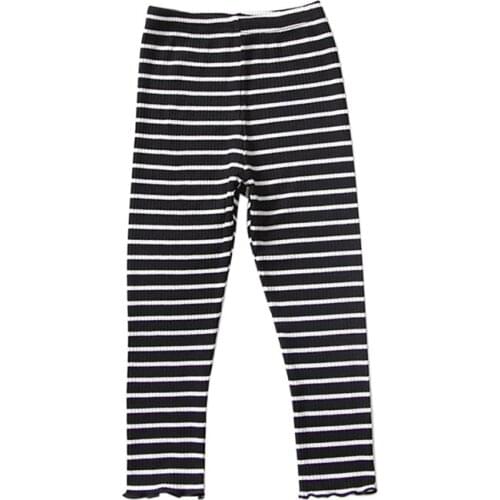 2021 New Baby Girls Stripe Print Pants Leggings Children Cute Stretchy Warm Trousers Bottoms For Girls