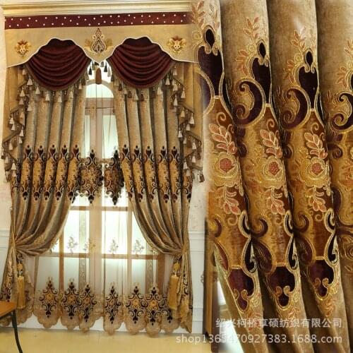 New Luxury Embroidered Curtains European Style for Living Room Bedroom Water Soluble Embroidery Embroidered Curtains Valance