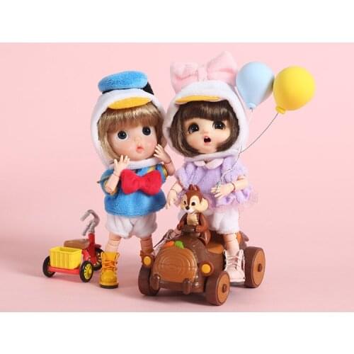 Ob11 doll clothes cute fluffy animal set 3 pieces hat + top + trousers 12 BJD clothes GSC solid Molly clothes doll accessories