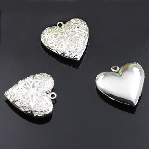 10 PCS 26MM*25MM 7 Colors Plated Brass Heart Shape Locket Pendants Photo Locket Pendants Jewelry Findings
