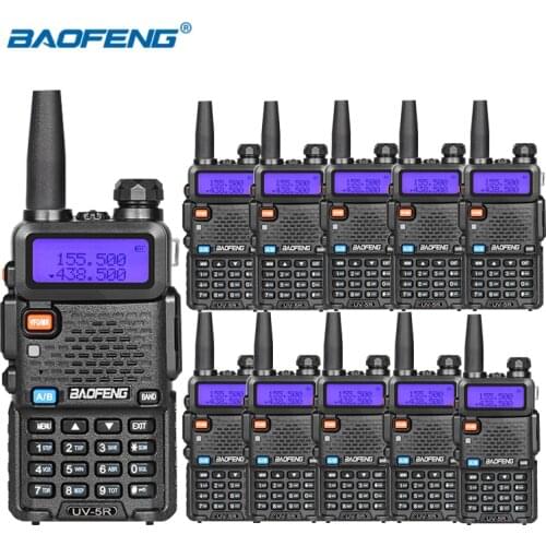 10 pz Baofeng uv-5r walkie talkie VHF UHF DUAL BAND HAM Radio professional cb radio baofeng uv5r portable radio for hunting