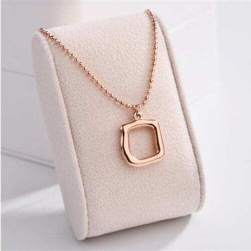 Minimalist Irregular Square Geometric Hollow Pendant Necklace for Men Women Couple Necklace Stainless Steel Jewelry Gift