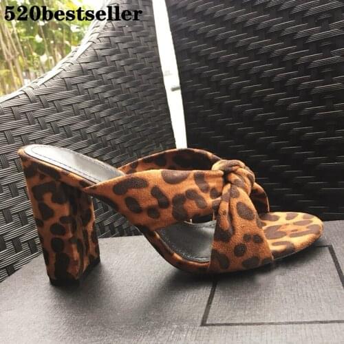 Sandals women 2021 sandalias mujer Lady high heels chunky slippers Leopard Open Toes LOAFERS Luxury Designers Brand womens shoe