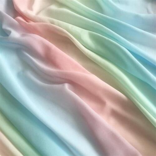 Colorful Chiffon Fabric Ombre Gradient Soft Dancing bridal fabric Rainbow Sweet Candy Color Flowing Fabric 150cm width By 1 Yard