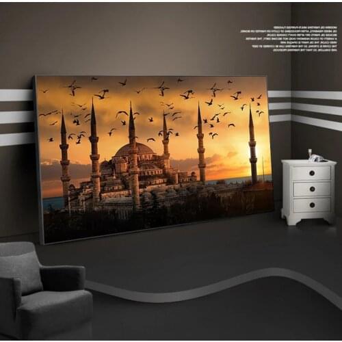 Modern landscape art Istanbul at sunset Canvas painting Wall Art for Living Room Home Decor (No Frame)