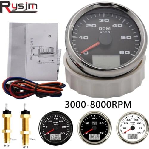 Universal 85mm Car Boat Tachometer Tacho Gauge 0-6000RPM 1-300 Speed Ratio Rev Counters with Trip Hour Meter 7 Colors Backlight