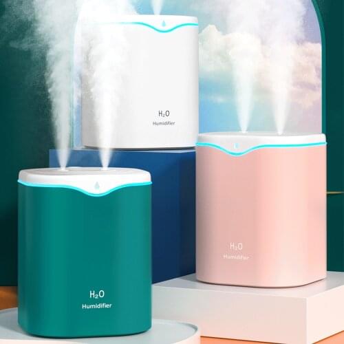 2000ML Air Humidifier USB Aroma Diffuser with LED Lamp Household Dual Nozzle Sprayer Ultrasonic Essential Oil Diffuser