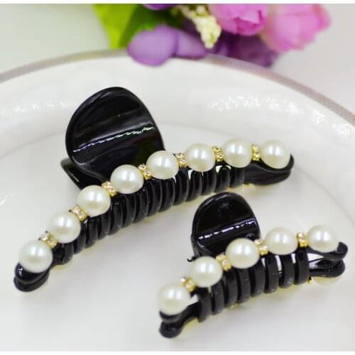 3PC Black Big Rhinestone Hairpins For Women Pearl Hair Clips Crab Hair Claws For Girls Barrettes Headwear Hair Pins Accessories