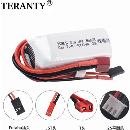 1-2PCS 7.4v 4000mah lipo battery for HPI XL OCTANE gasoline 5.9 1/8 for 7.4V 20C Cdi receiver lithium battery