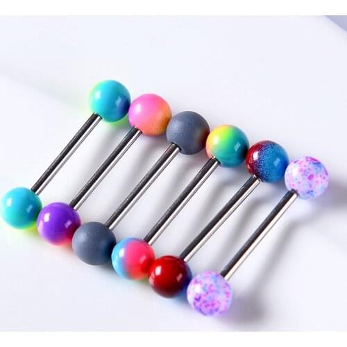10PCS Colorful Tongue Piercing Surgical Stainless Steel Tongue Rings Barbell Jewelry Piercing Langue Nipple Piercing Jewelry