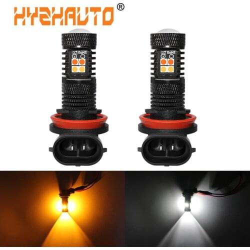 2Pcs Super Bright 9005 9006 HB4 HB3 H11 H8 LED Fog Light Bulbs White Yellow/Amber 3030 LED Auto Driving Fog lamp Dual Color