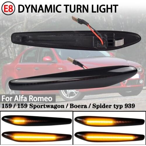 2Pcs Dynamic LED Side Marker Light Flashing Lateral Turn Repeater Lamps For Alfa Romeo Boera Spider 159 Sportwagon Typ 939
