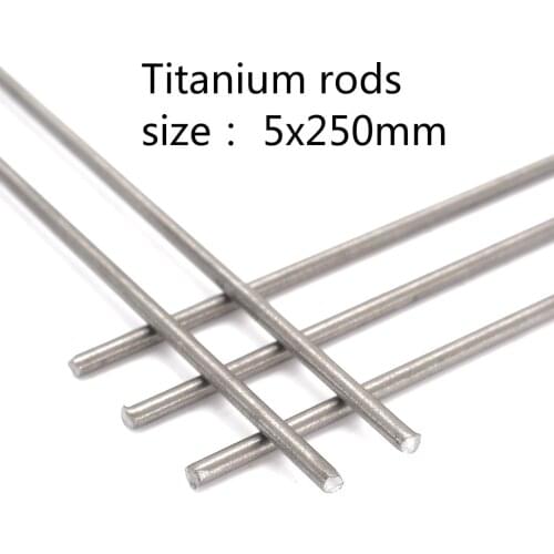 2 pieces of titanium rods and shafts with 5mm diameter and 250mm length for industrial tools