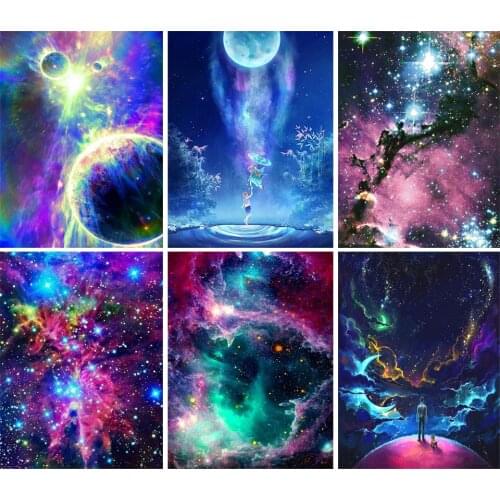 5D DIY Diamond Painting Kits Starry Sky Landscape Full Round Drill Rhinestone Embroidery Home Decoration Unique Gift Art