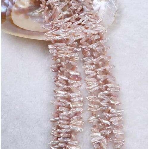 6*12mm Natural Purple Color Side Drilled Biwa Pearl Strand For Necklaces